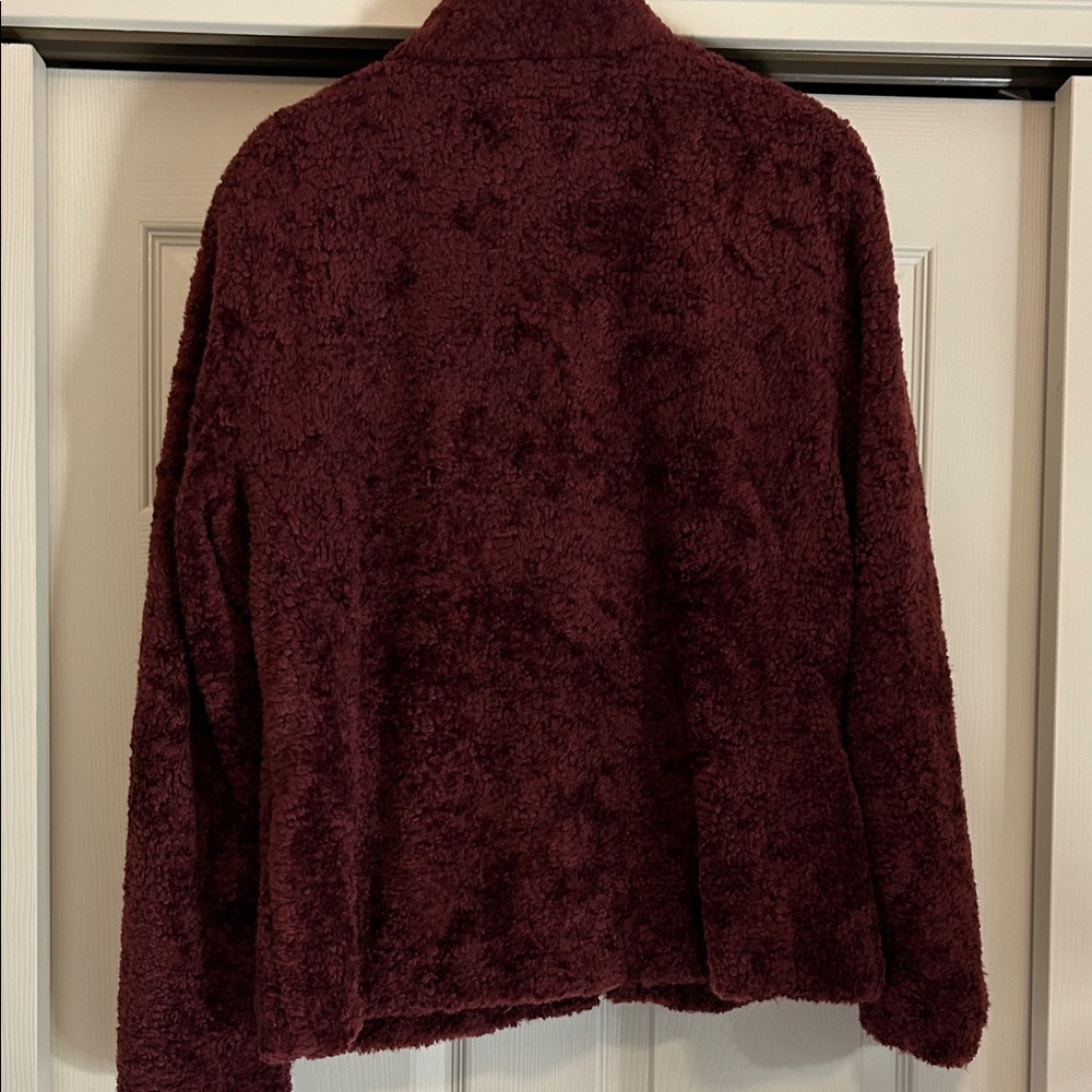 Pendleton Maroon Fleece Jacket with Plaid Detail Size Large - Picture 3 of 10